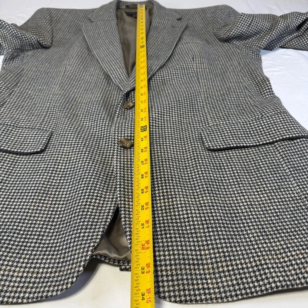 Vintage Tommy Hilfiger Houndstooth Blazer Sport Coat Jacket Mens 42L Made in USA